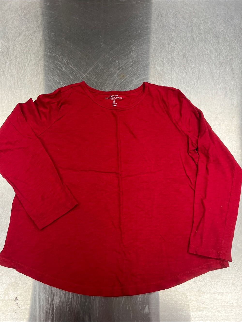 GAP Women's Crimson Long-Sleeve Crewneck Top